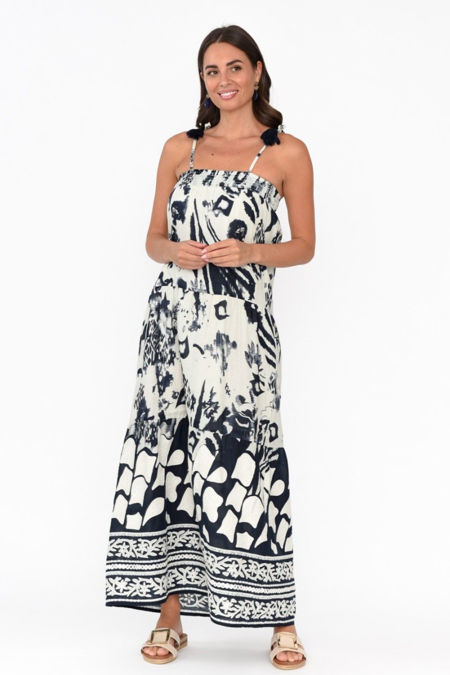 Clothing Hammock u0026 Vine Cotton Dresses | Kenya Navy Abstract Cotton Maxi Dress