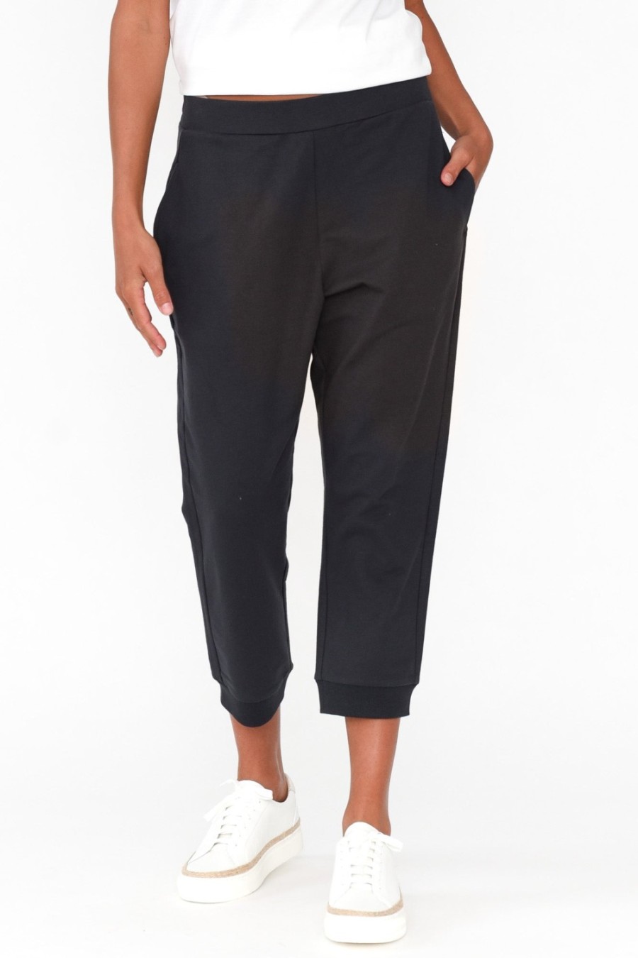 Clothing Betty Basics Pants | Tasha Charcoal Cotton Blend Jogger Pant