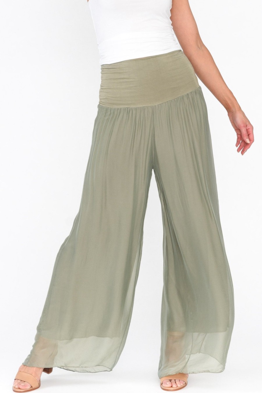 Clothing Fabuler Pants | Vernon Sage Silk Wide Leg Pant