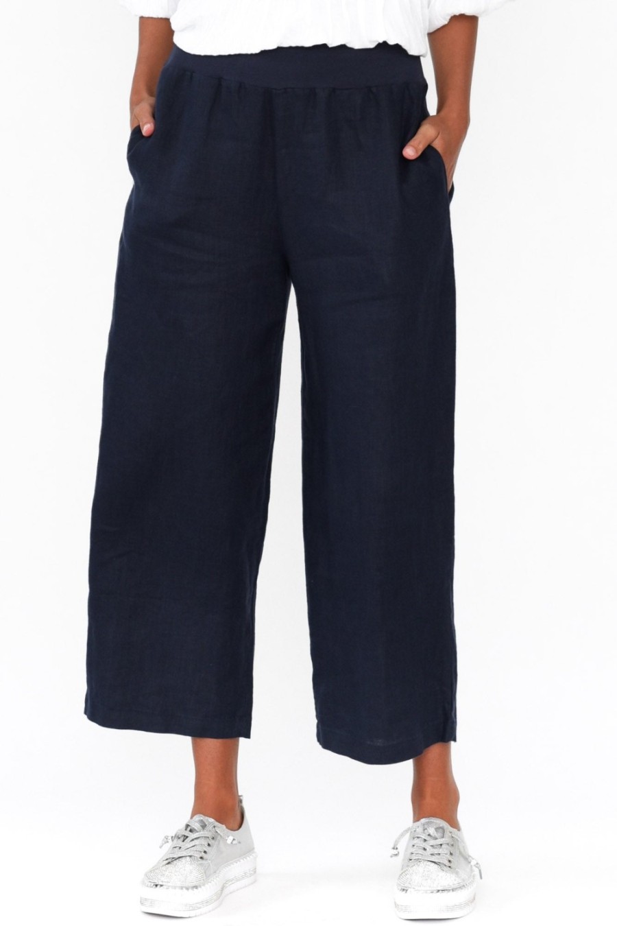 Clothing Gordon Smith Pants | Griffin Navy Linen Wide Leg Pant