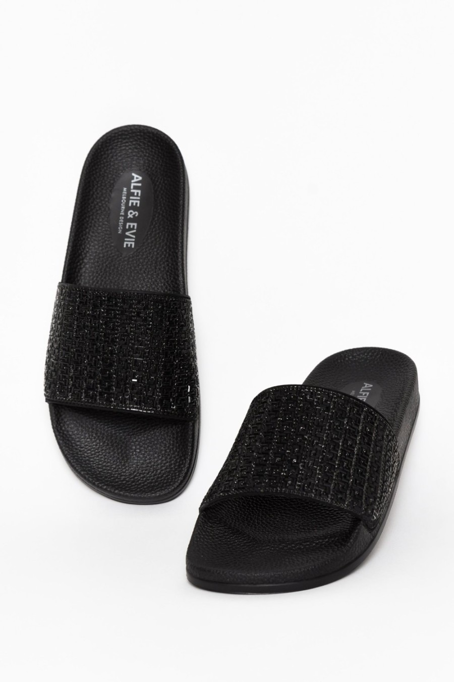 Shoes Alfie And Evie Slides | Billie Black Diamante Slide