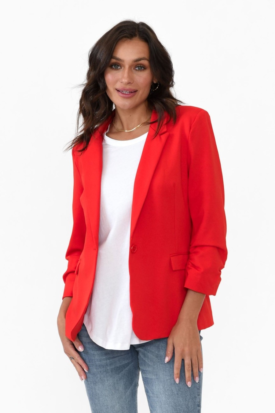 Clothing Betty Basics Jackets | Merci Red Ponte Blazer