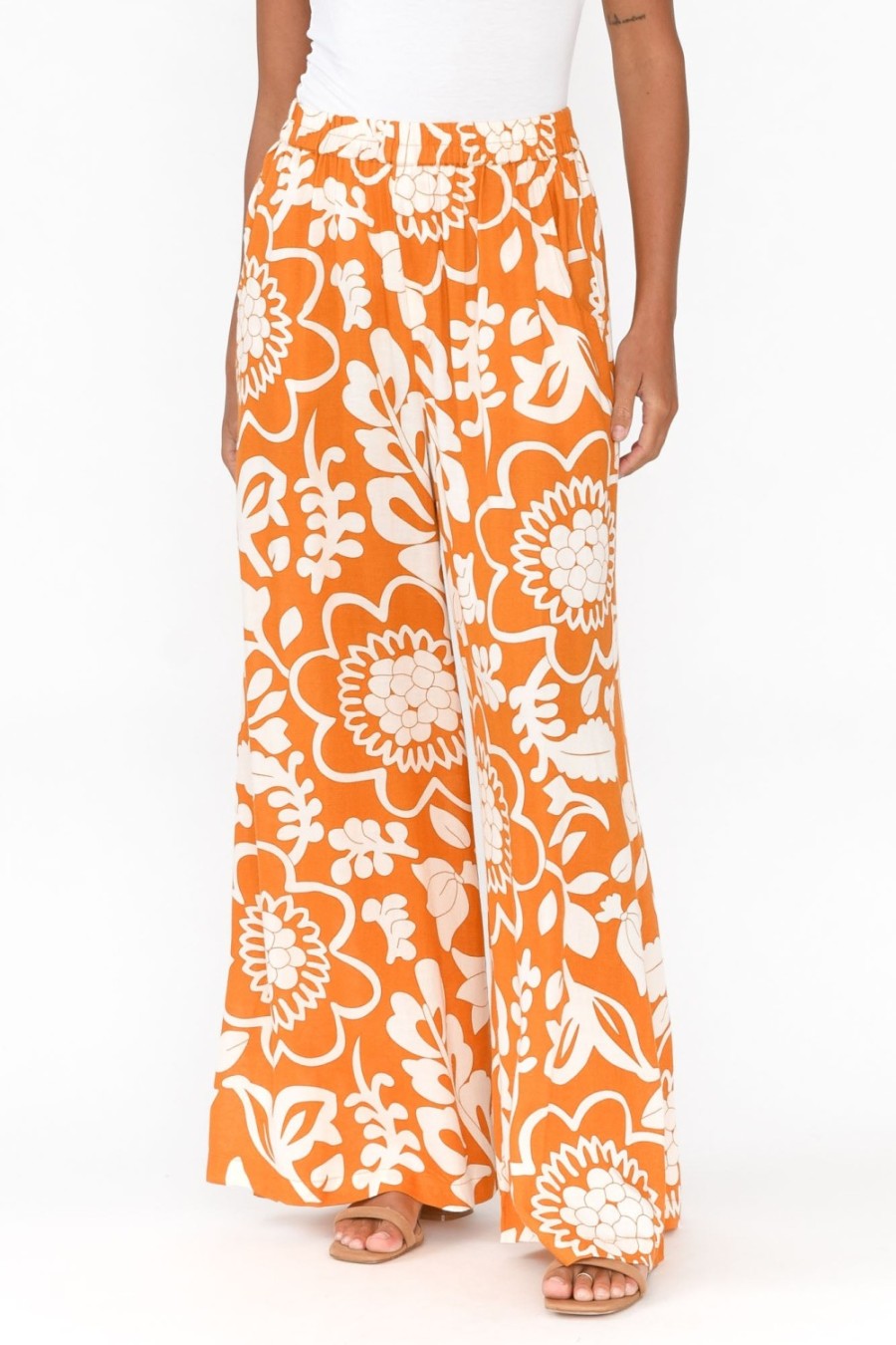 Clothing Shanty Pants | Positano Orange Garden Flared Pant