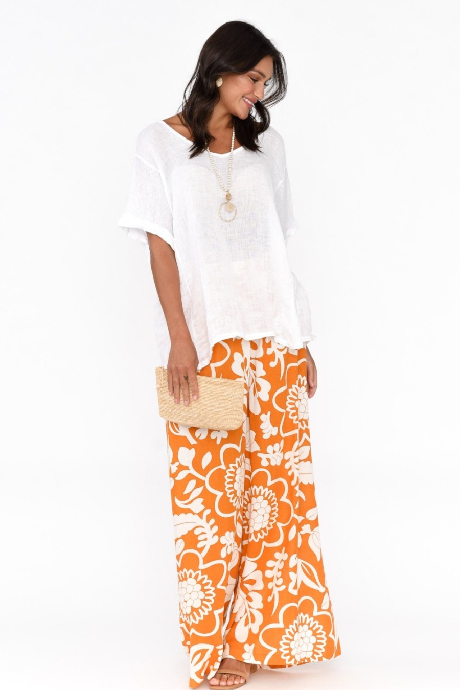 Clothing Shanty Pants | Positano Orange Garden Flared Pant