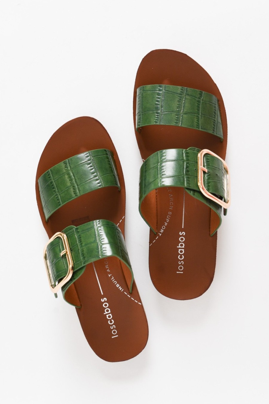 Shoes Los Cabos Slides | Briti Emerald Buckle Slide