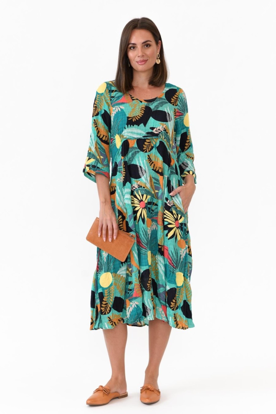 Clothing Willow Tree Cotton Dresses | Rutherford Green Tropical Midi Dress