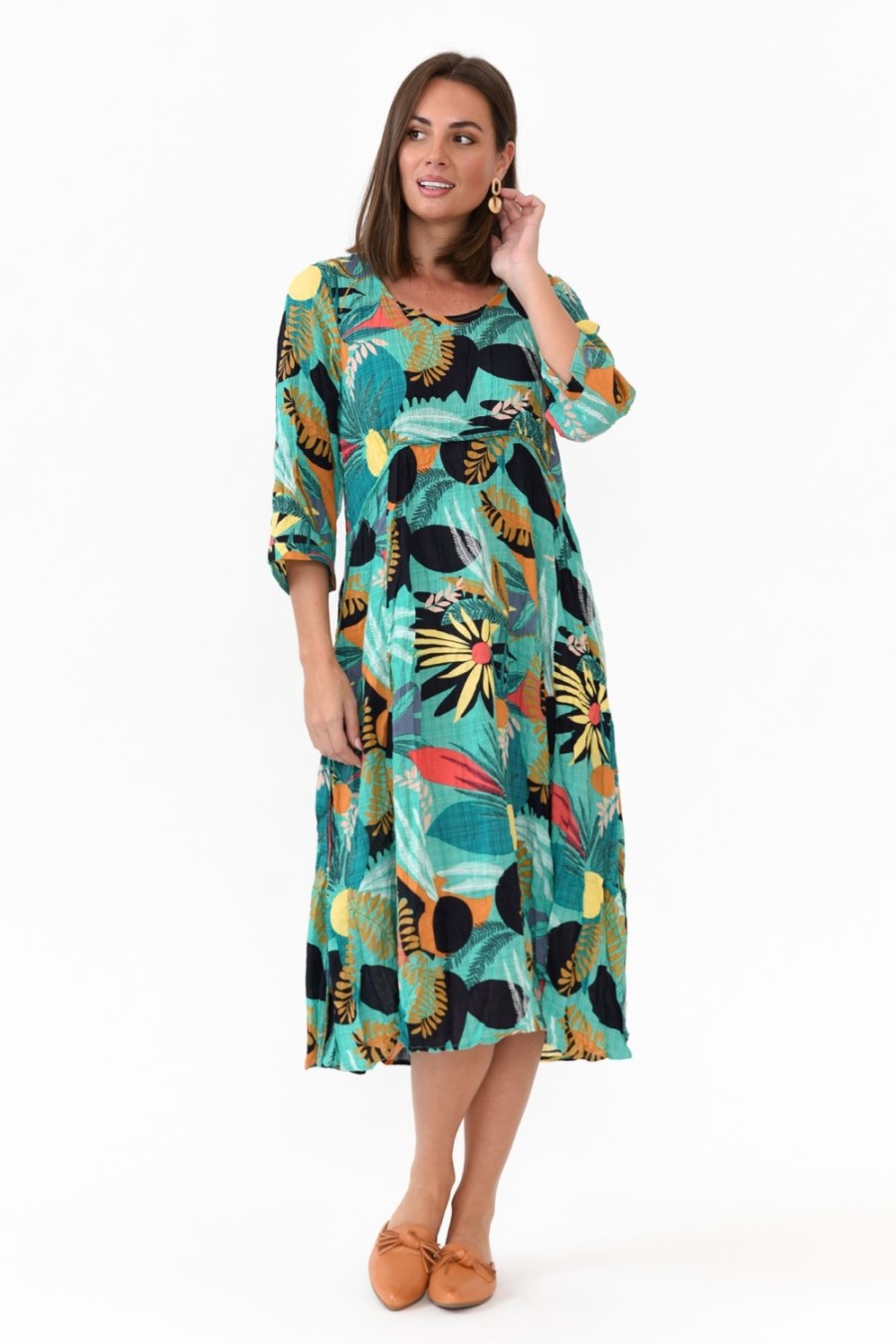 Clothing Willow Tree Cotton Dresses | Rutherford Green Tropical Midi Dress