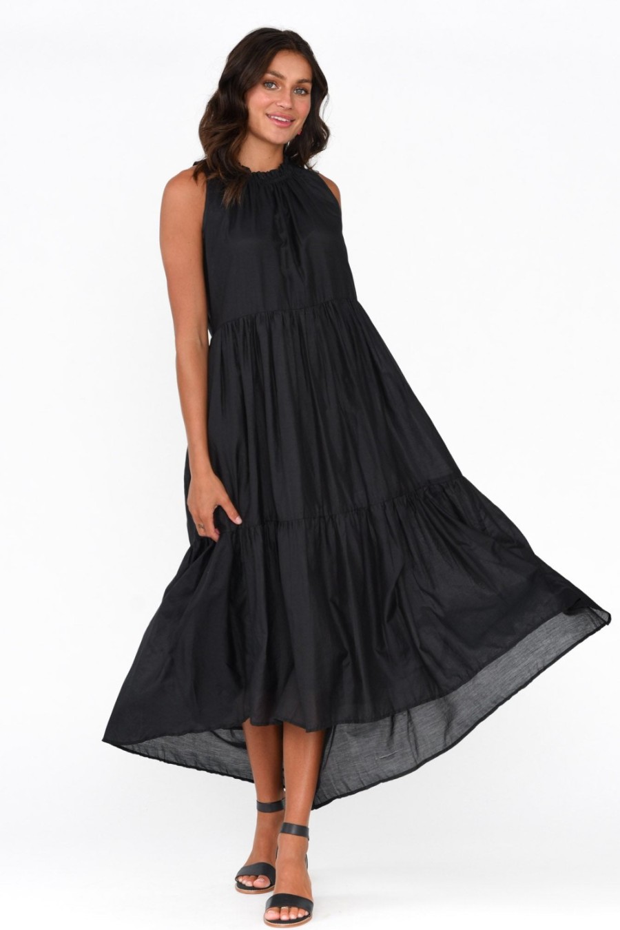 Clothing Holiday Cotton Dresses | Melda Black Silk Cotton Dress