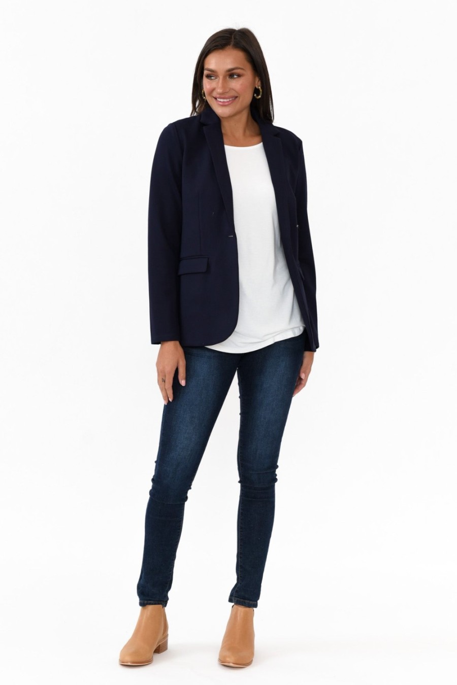 Clothing Brave u0026 True Jackets | Zander Navy Collared Blazer