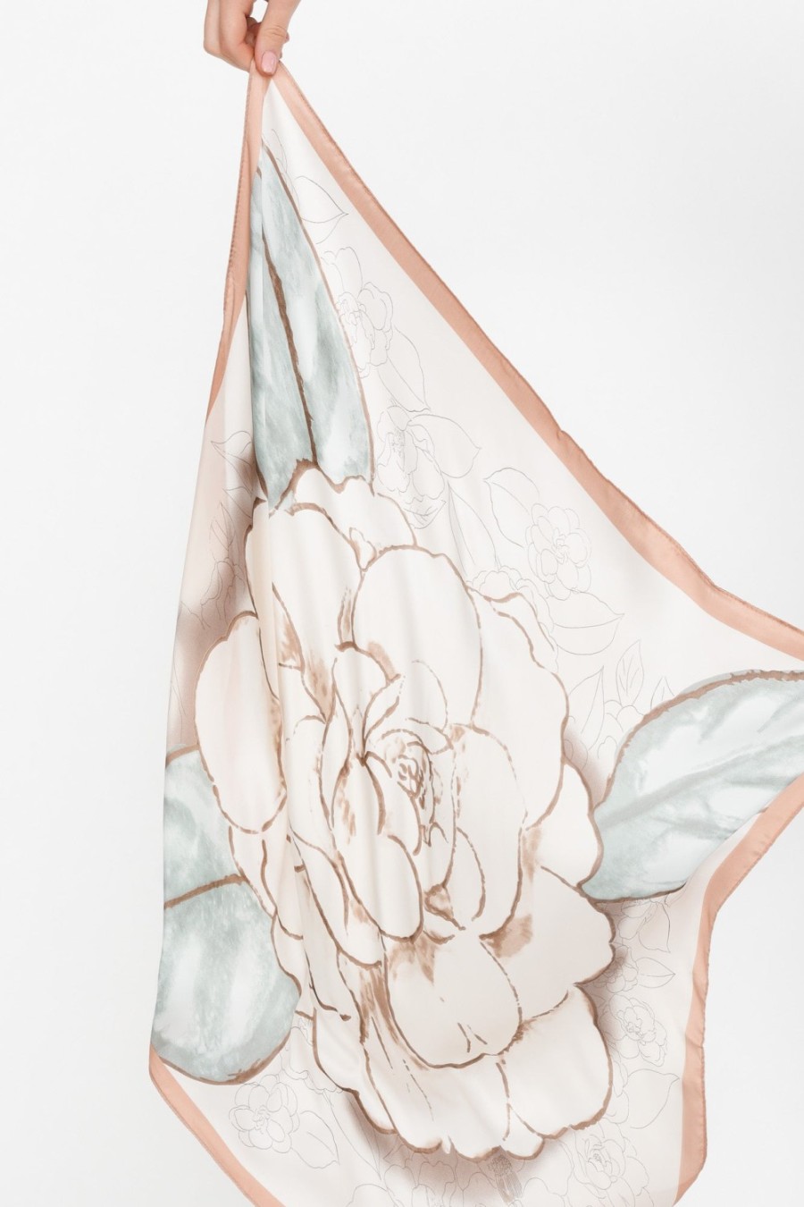 Clothing Zoda Scarves | Bess Taupe Satin Square Scarf