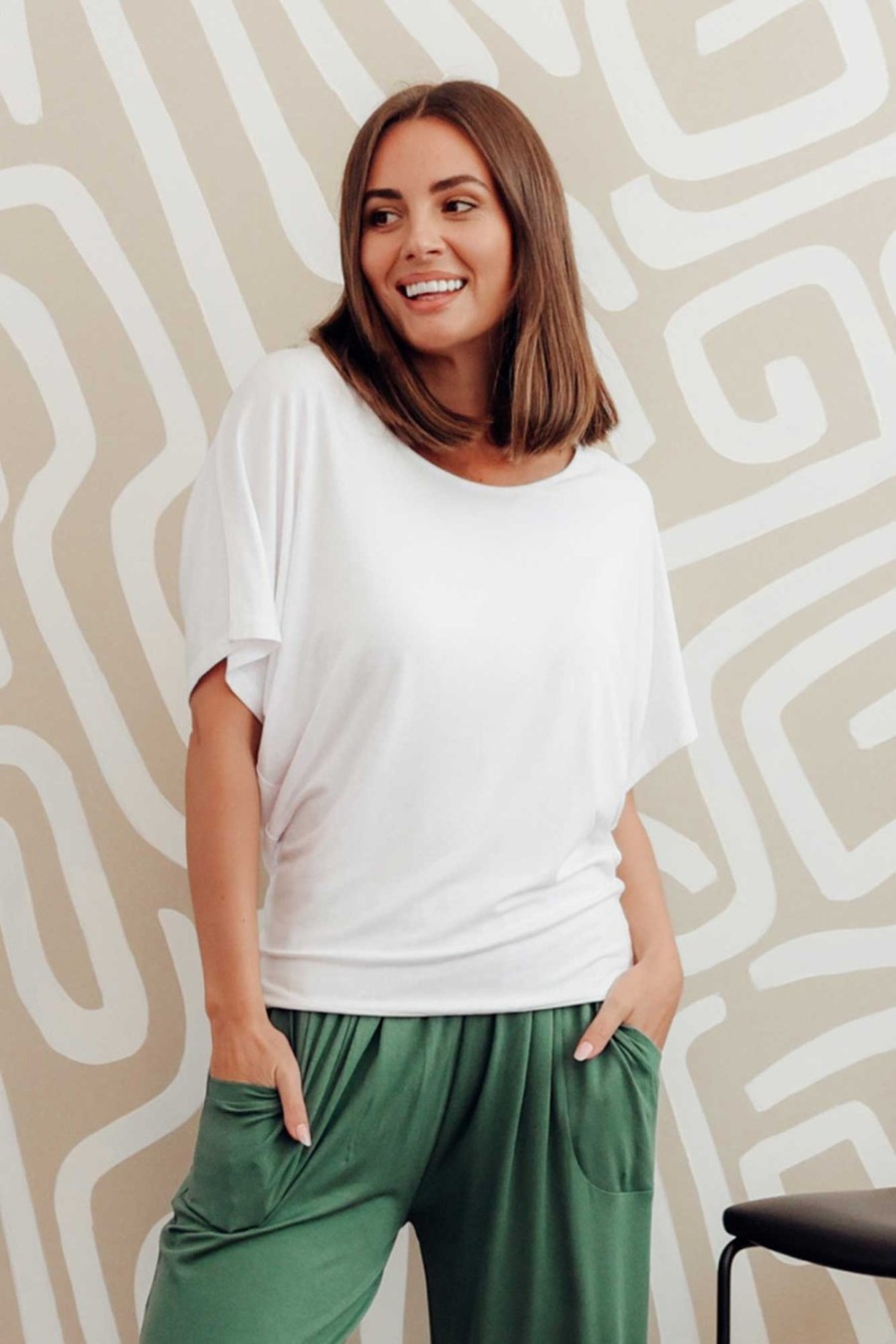 Clothing Betty Basics Sleeved Tops | White Maui Tee