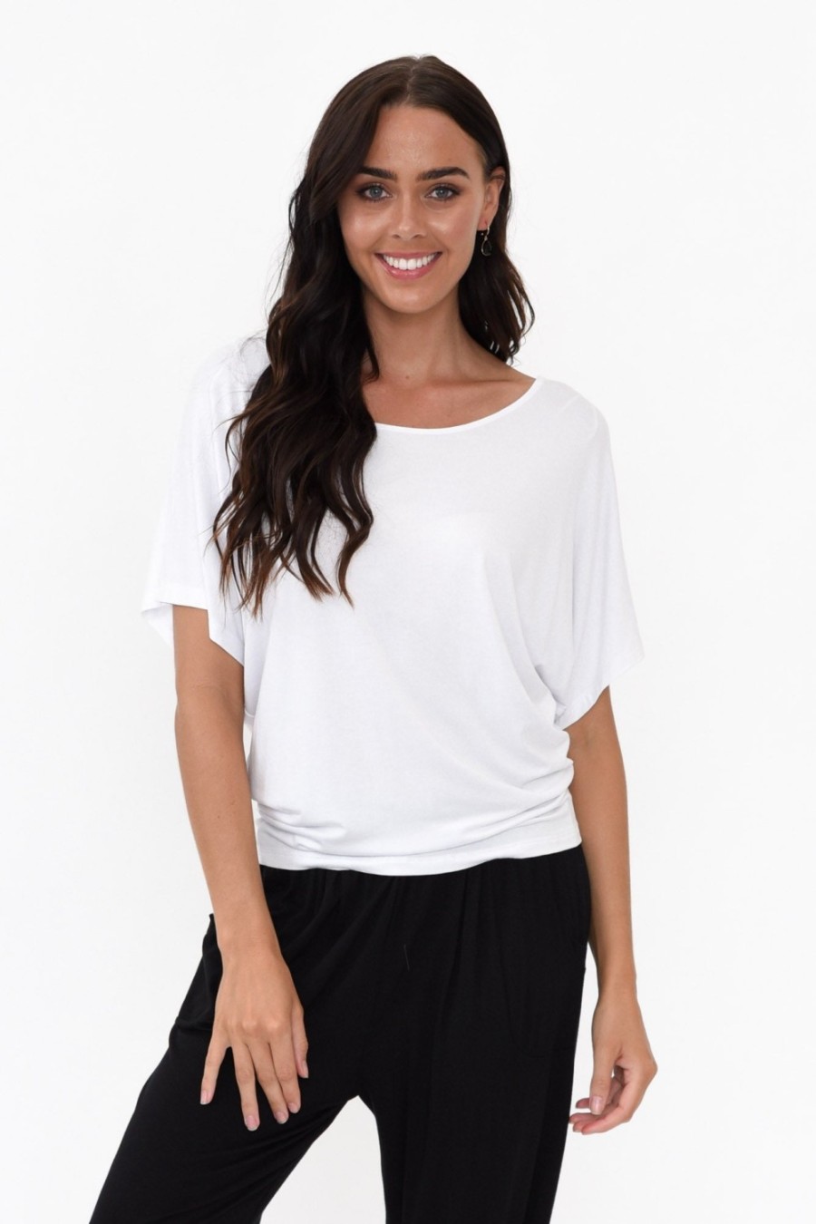 Clothing Betty Basics Sleeved Tops | White Maui Tee