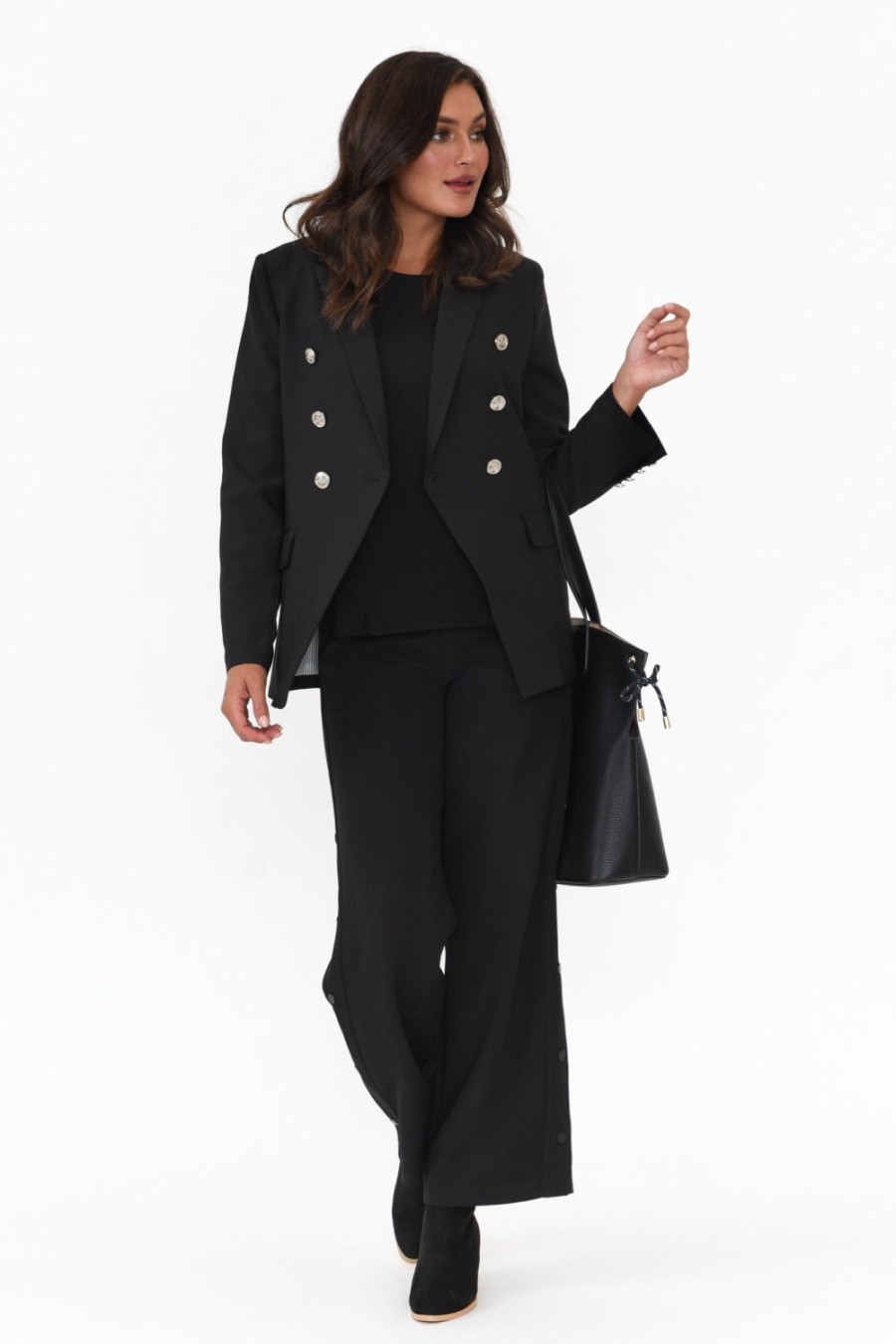 Clothing Gordon Smith Jackets | Lauren Black Double Breasted Blazer