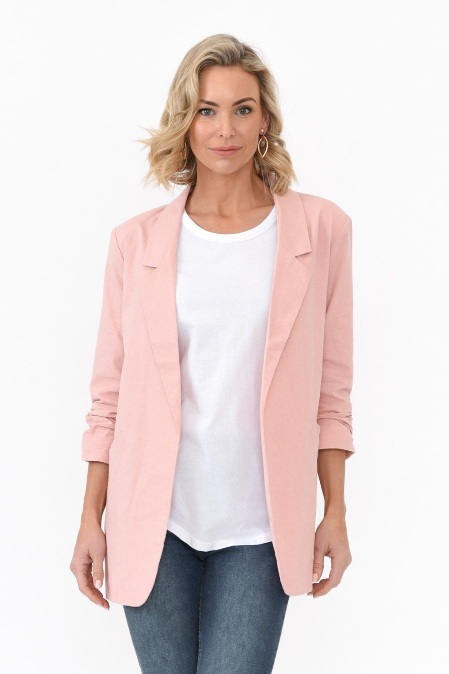 Clothing Cali and Co Jackets | Figaro Blush Cotton Blazer