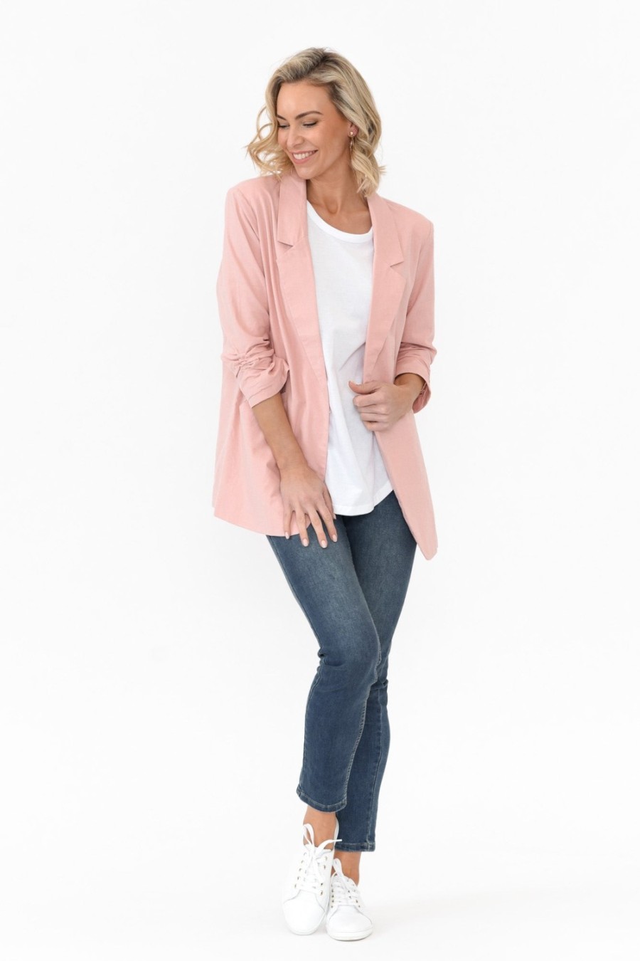 Clothing Cali and Co Jackets | Figaro Blush Cotton Blazer