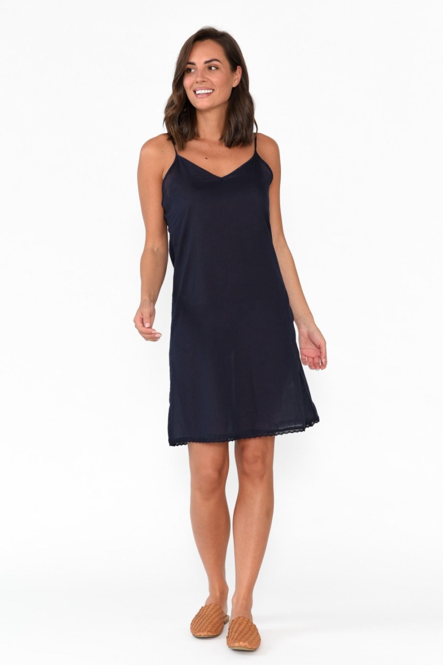 Clothing Orientique Slips | Navy Cotton Slip Dress