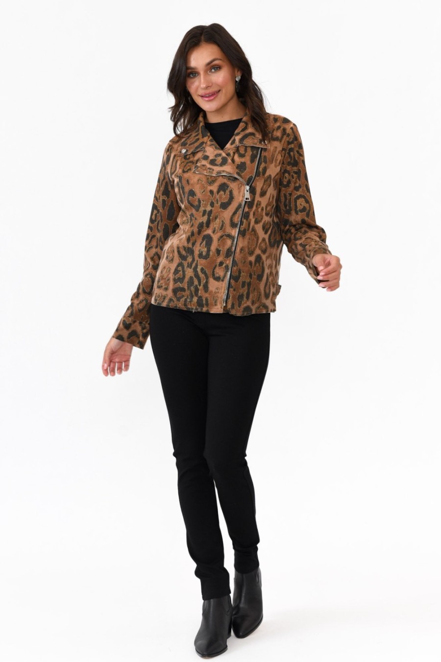 Clothing La Strada Jackets | Fonda Gold Leopard Stretch Jacket