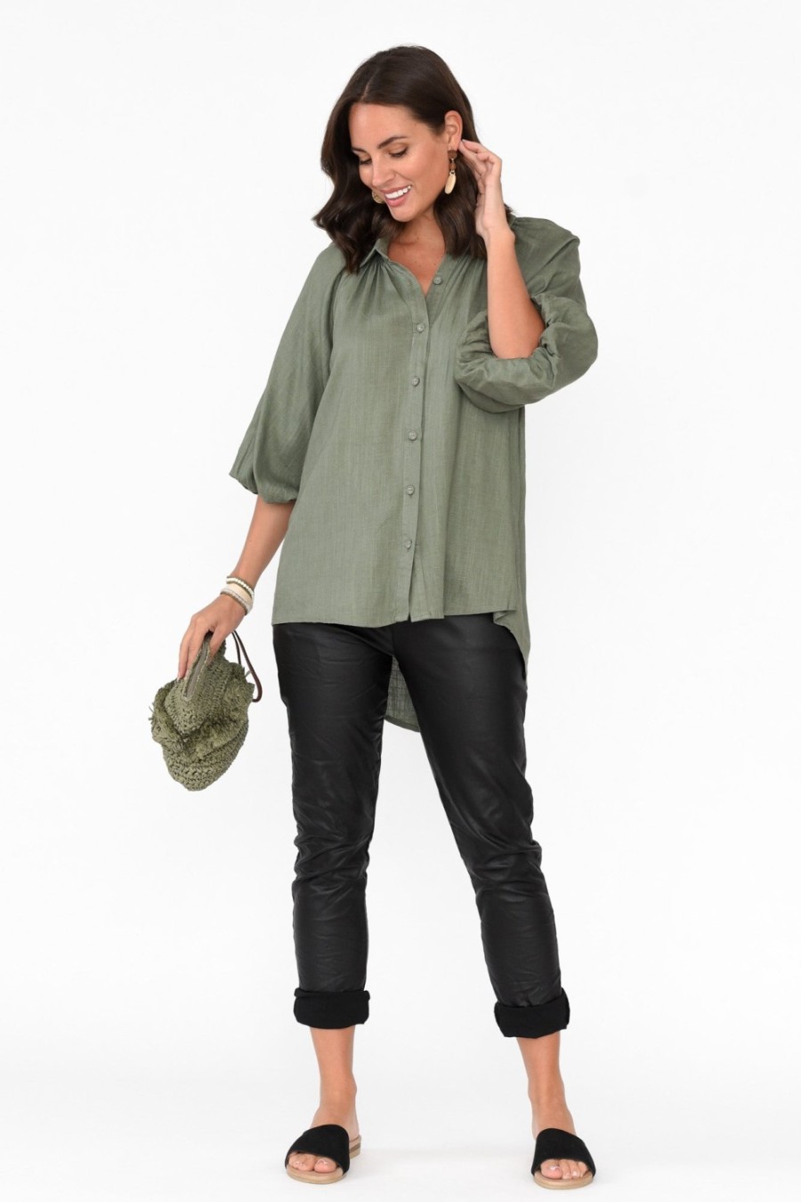 Clothing Label of Love Shirts | Amirah Khaki Button Up Shirt