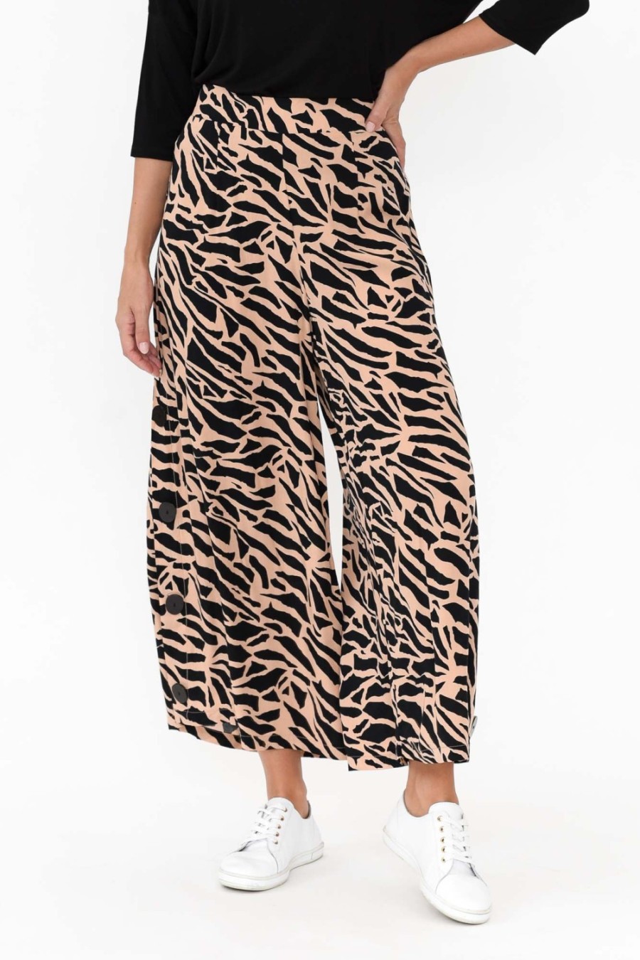 Clothing Willow Tree Pants | Grant Brown Abstract Wide Leg Pant