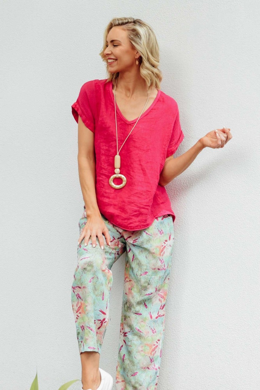 Clothing Cali and Co Pants | Fritz Mint Abstract Linen Pant