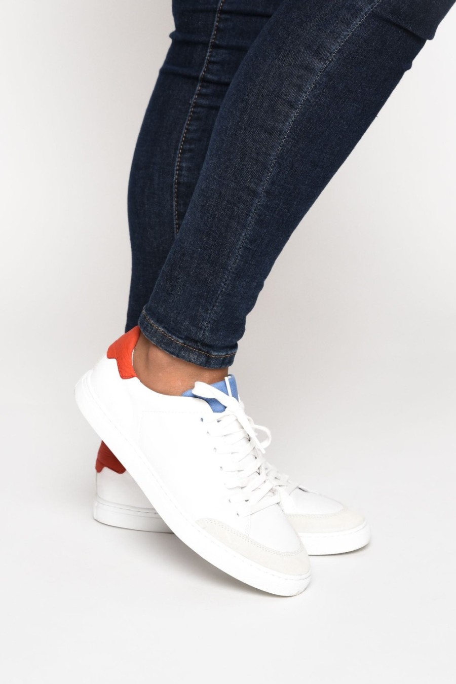 Shoes EOS White Sneakers | Panels White Leather Sneaker