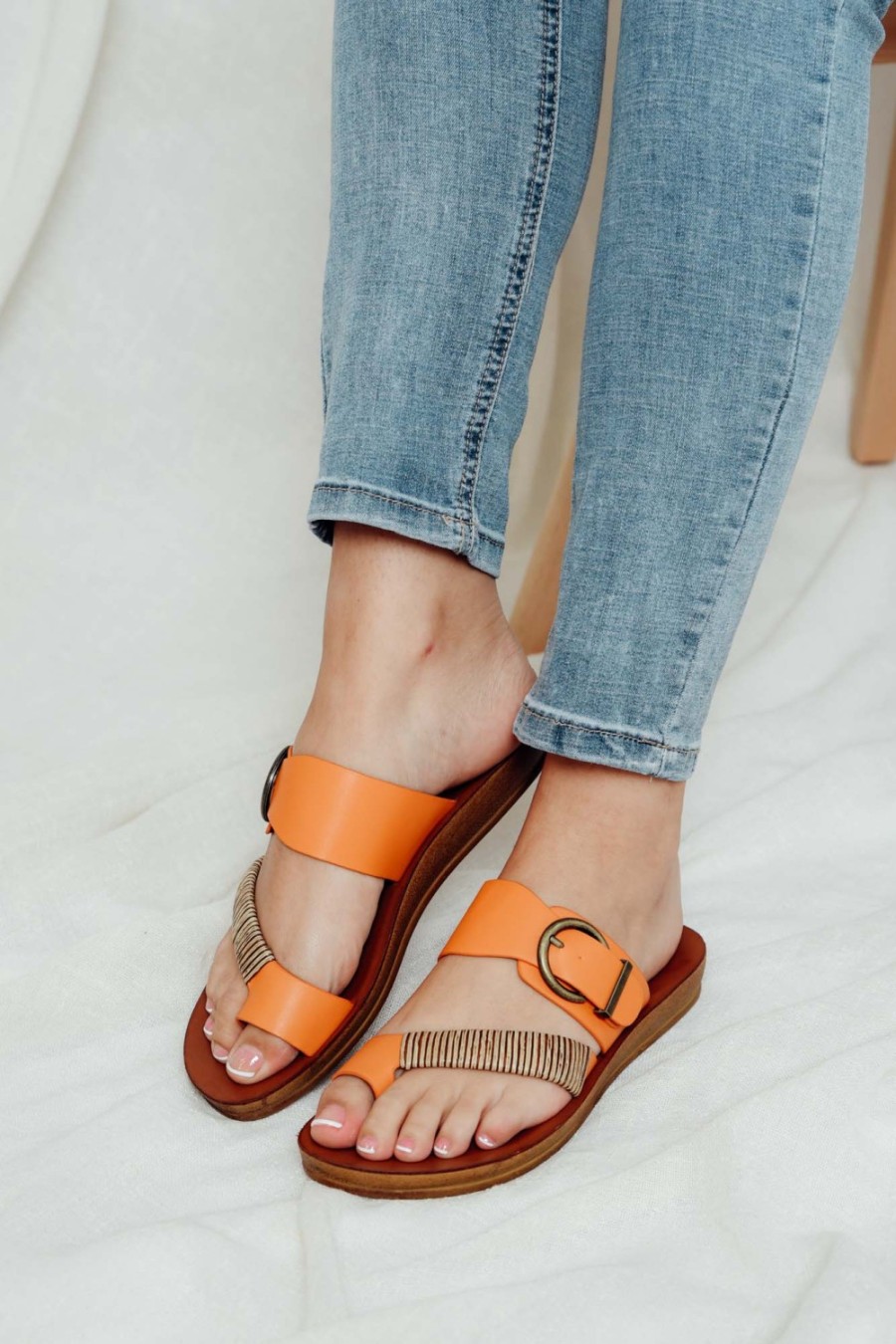 Shoes Los Cabos Slides | Bria Tangerine Slide