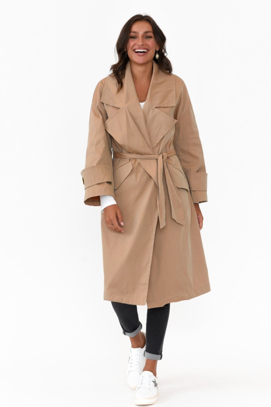 Clothing Fate Becker Coats | Spy Of Love Beige Trench Coat