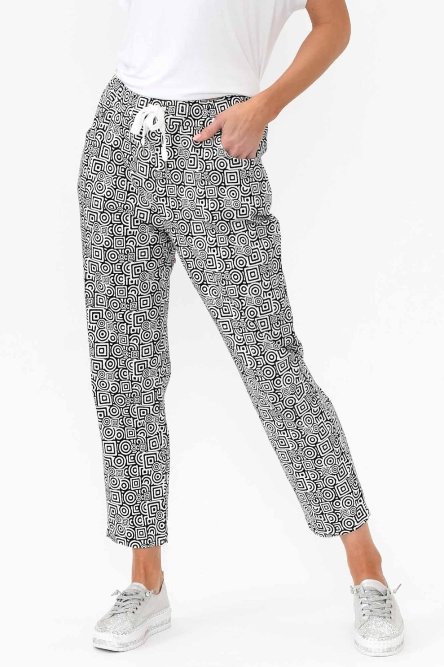 Clothing Cali and Co Pants | Souza Black Geo Cotton Pant