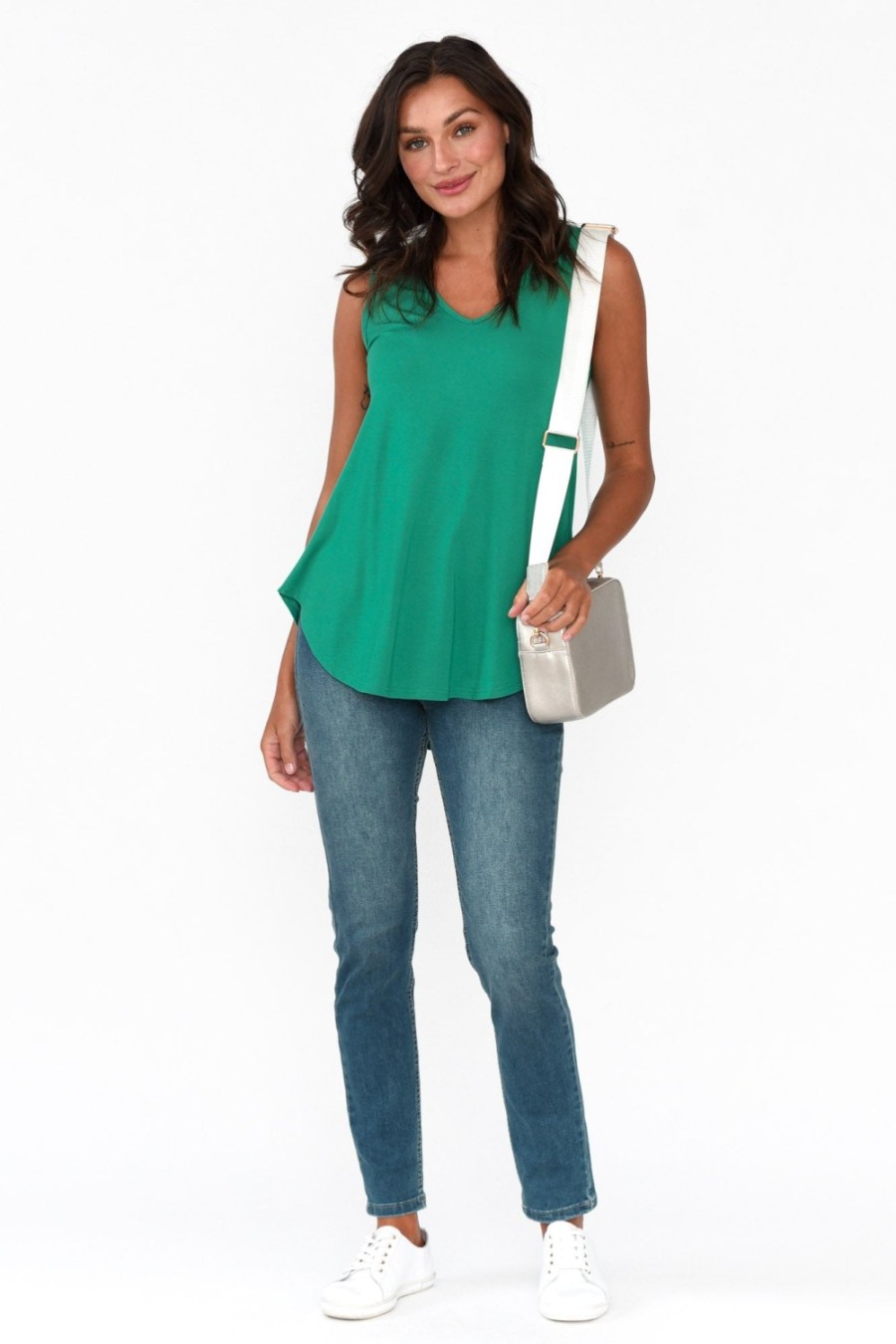 Clothing Lou Lou Sleeveless Tops | Rihanna Emerald Bamboo Tank