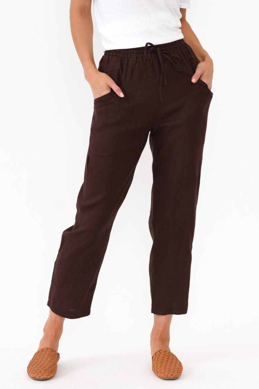 Clothing Silver Wishes Pants | Hardy Chocolate Linen Drawstring Pant