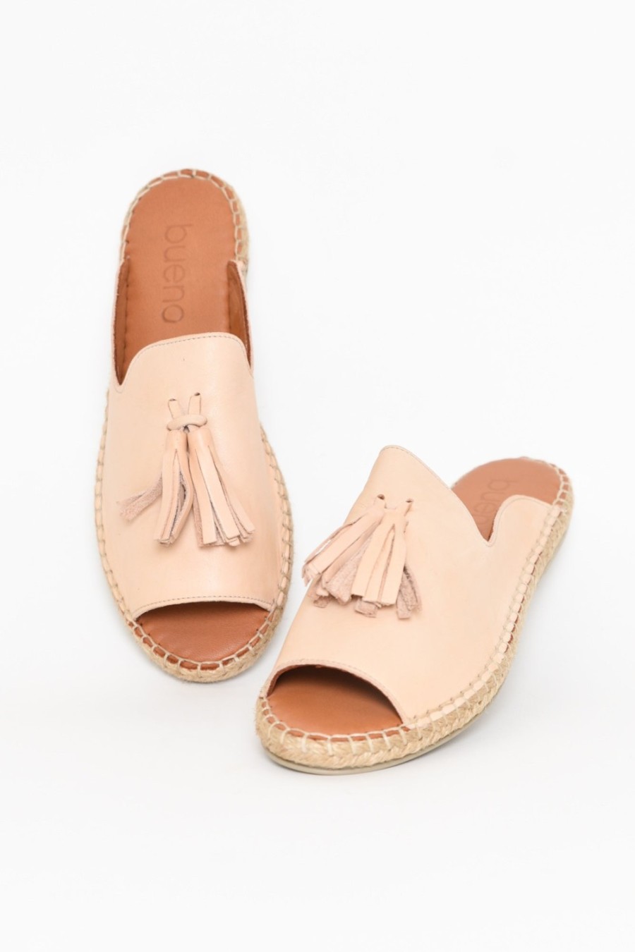 Shoes Bueno Slides | Keilor Nude Leather Tassel Slide