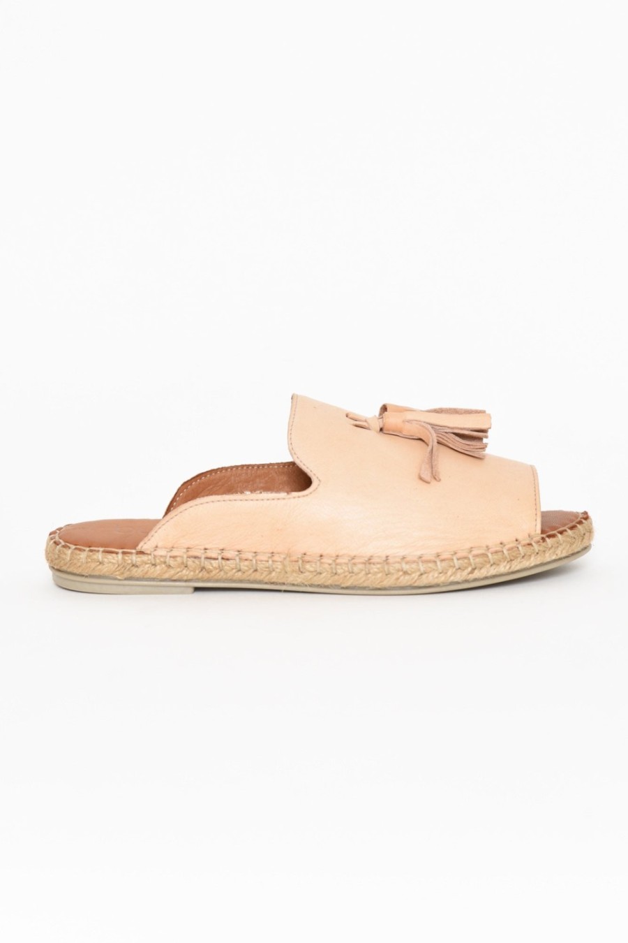 Shoes Bueno Slides | Keilor Nude Leather Tassel Slide