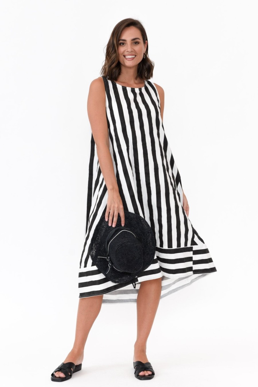 Clothing Soul Sparrow Cotton Dresses | Serina Black Stripe Cotton Dress