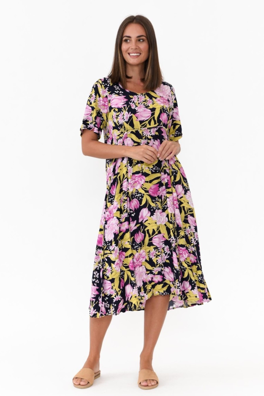 Clothing Willow Tree Midi Dresses | Tana Navy Garden Midi Dress