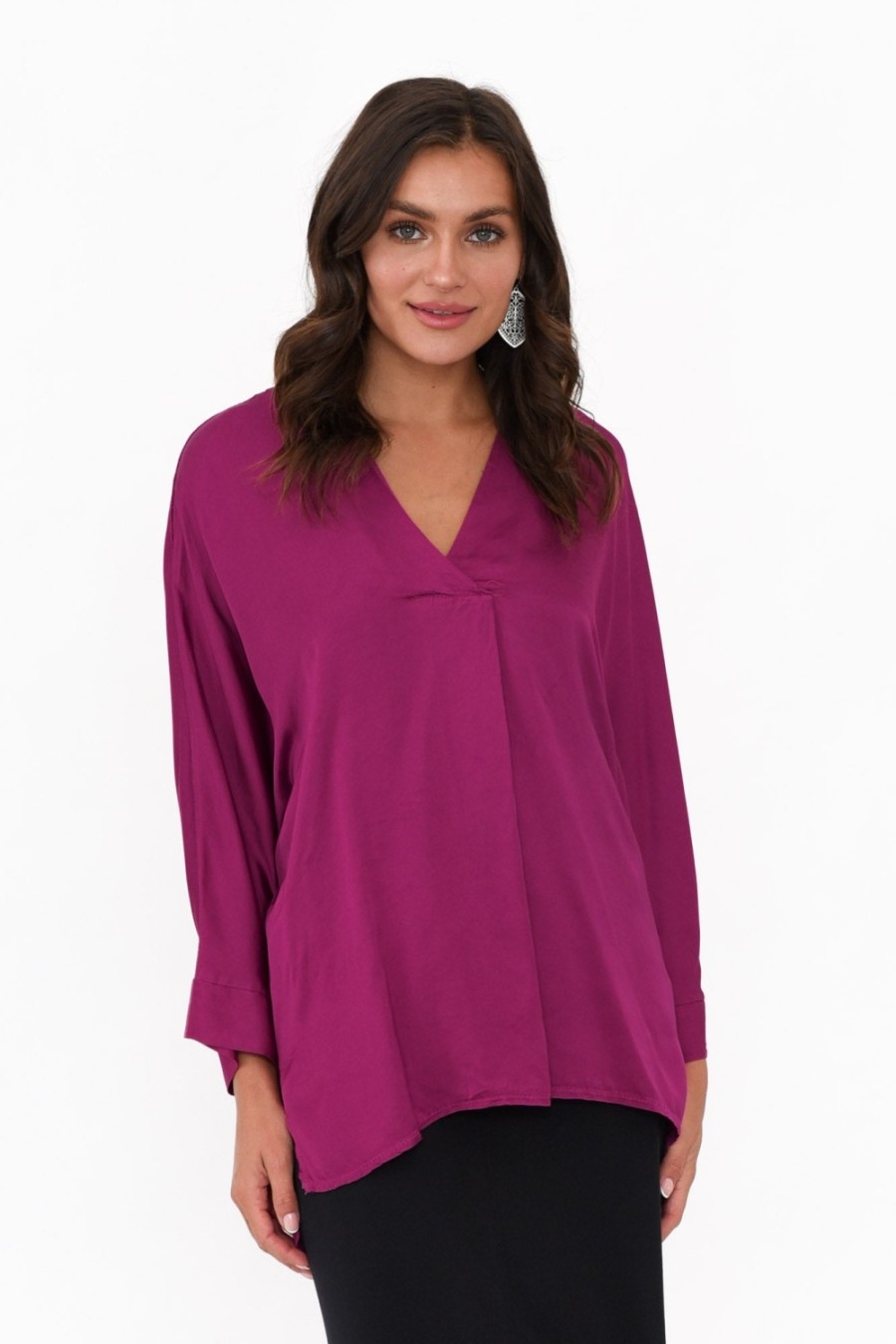 Clothing La Strada Sleeved Tops | Jason Purple Gloss Top