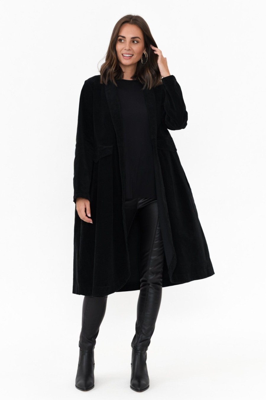 Clothing Frederic Jackets | Genevieve Black Velvet Coat