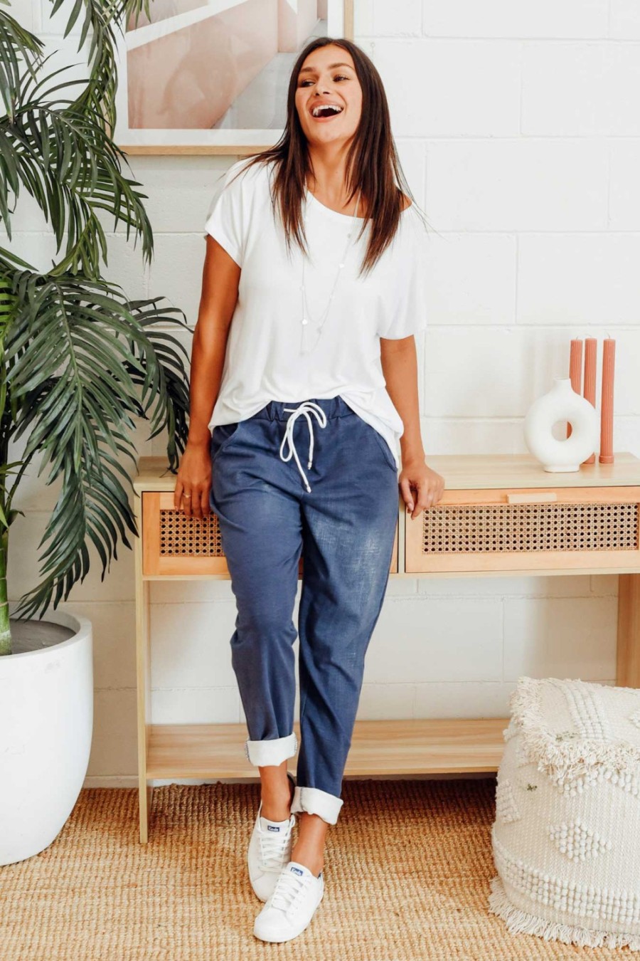 Clothing Rosa Sera Pants | Sloan Dark Blue Wash Cotton Pant