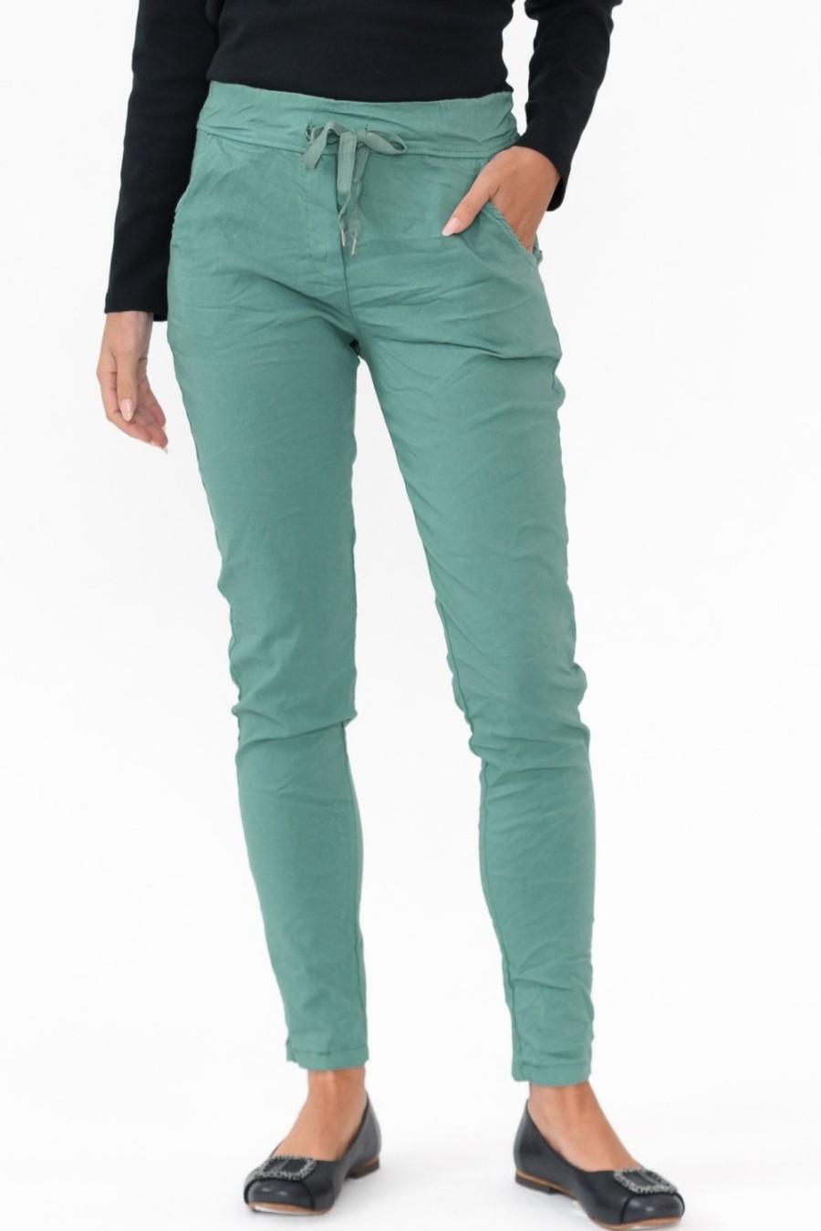 Clothing Rosa Sera Pants | Samford Teal Crinkle Drawstring Pant