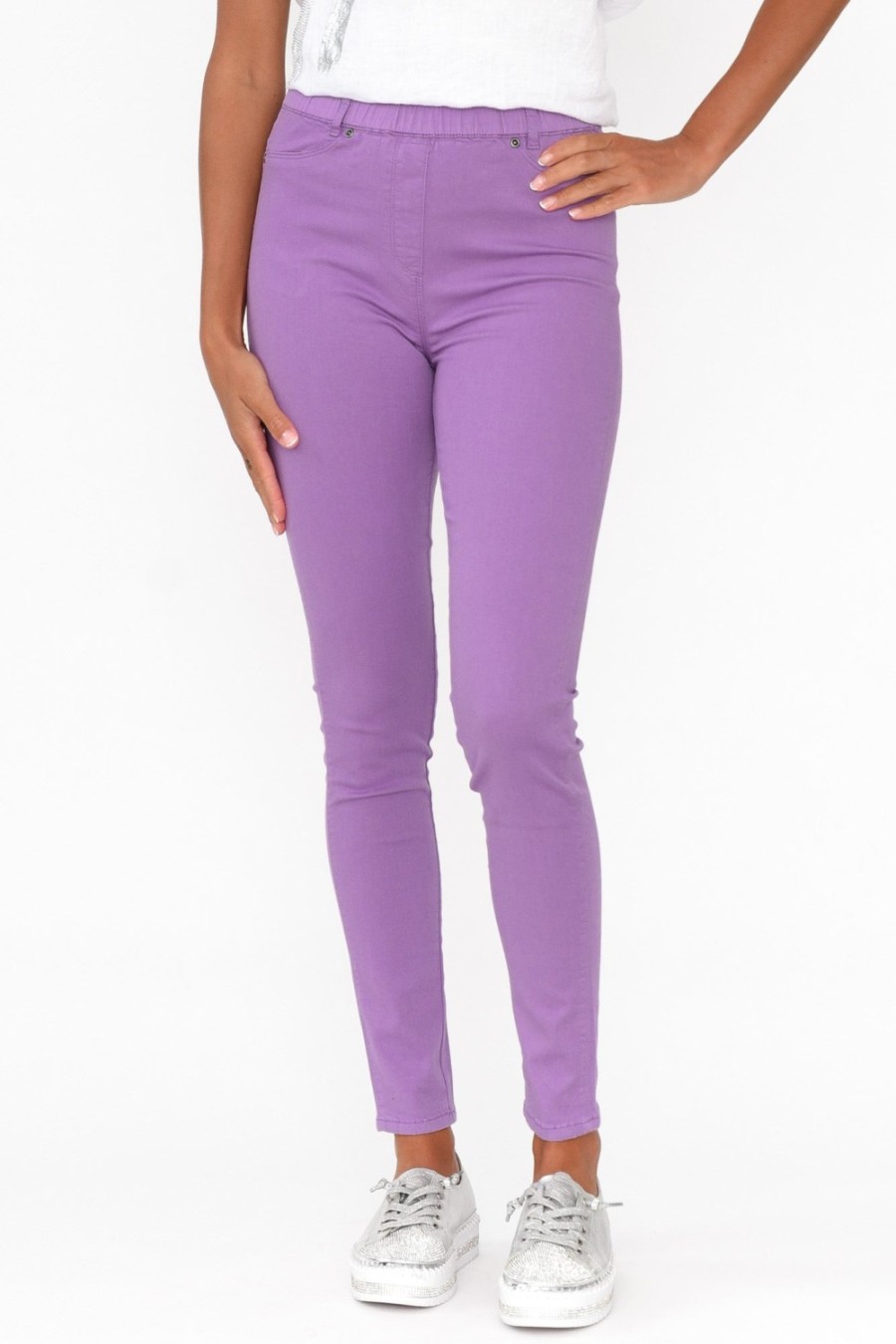 Clothing Cafe Latte Pants | Reed Lilac Stretch Cotton Pant