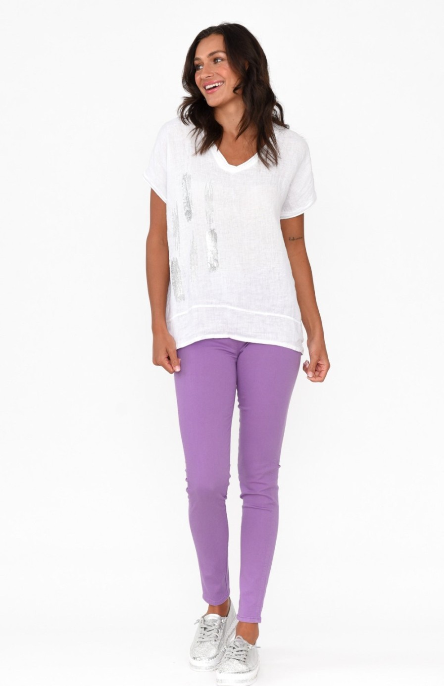 Clothing Cafe Latte Pants | Reed Lilac Stretch Cotton Pant