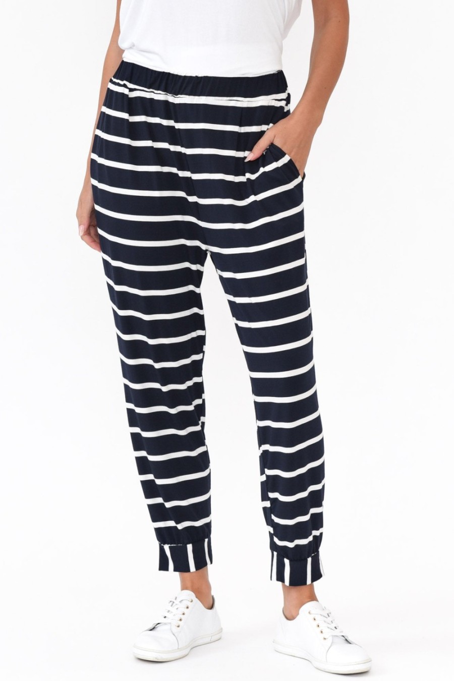 Clothing Bamboo Villa Pants | Tonkin Navy Stripe Bamboo 3/4 Pant