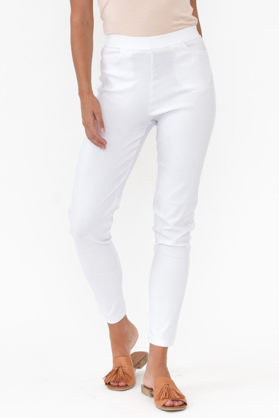 Clothing Willow Tree Pants | Dixon White Cotton Stretch Pant