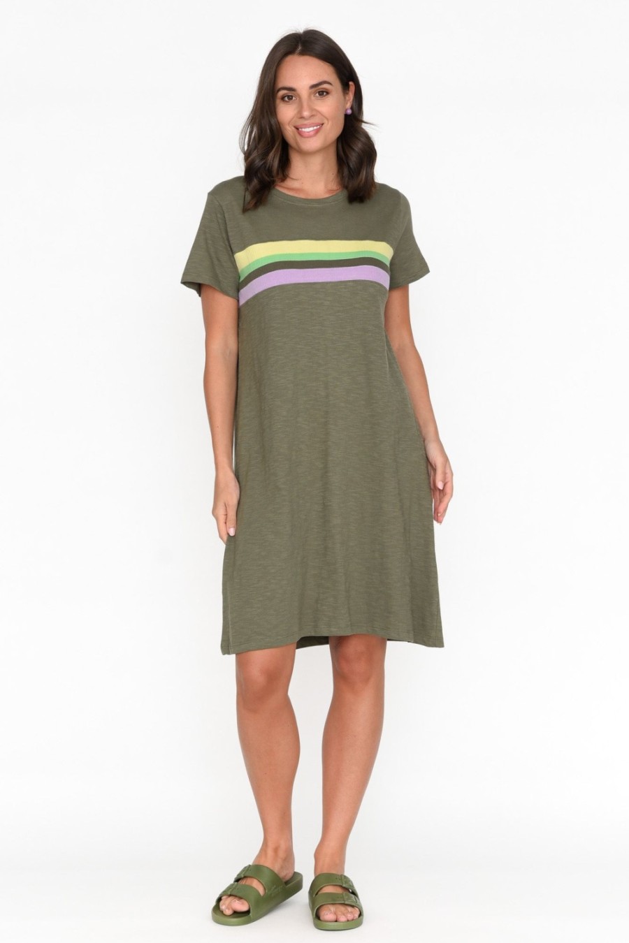 Clothing Elm Cotton Dresses | Linden Khaki Cotton Tee Dress