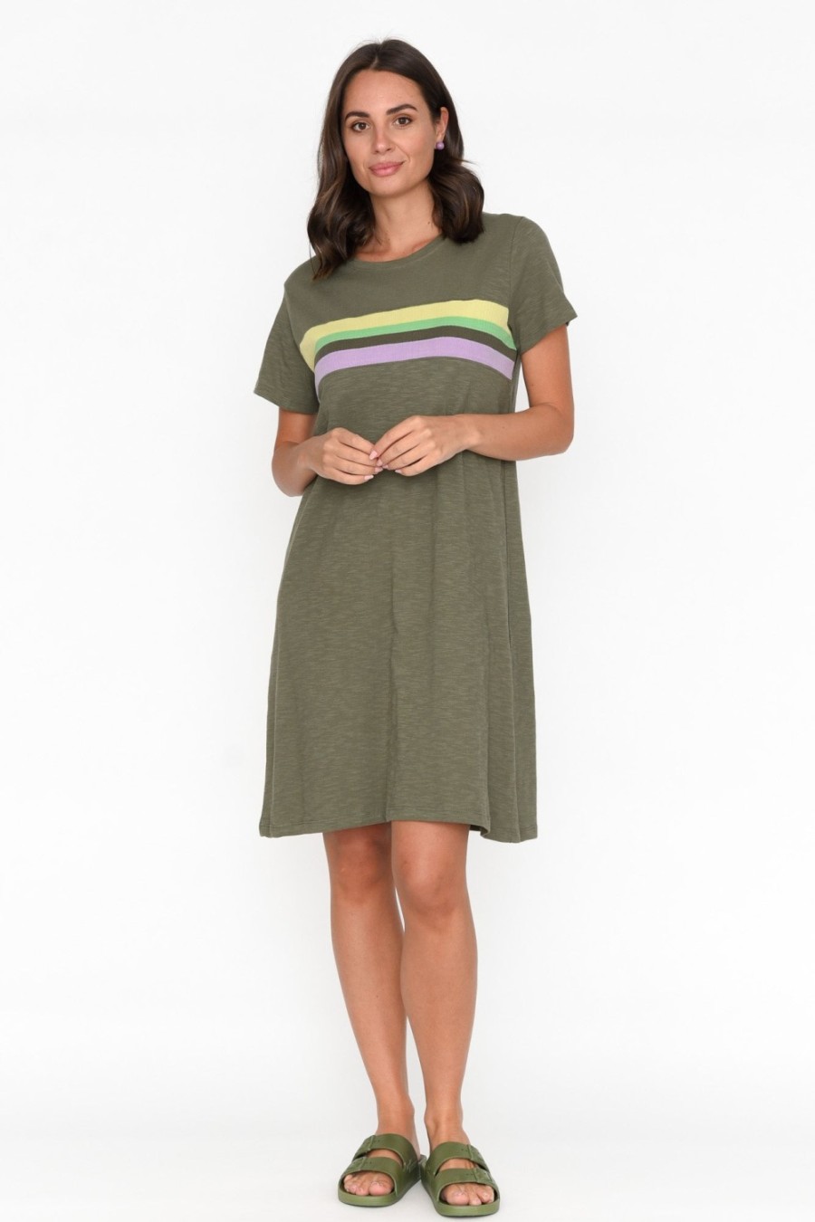 Clothing Elm Cotton Dresses | Linden Khaki Cotton Tee Dress