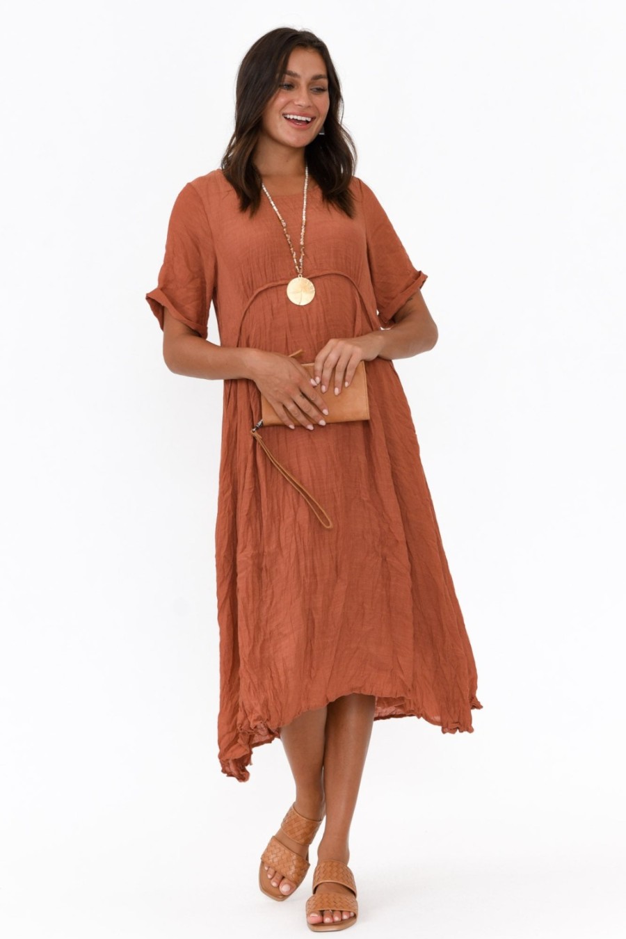 Clothing Willow Tree Cotton Dresses | Lloyd Rust Midi Dress