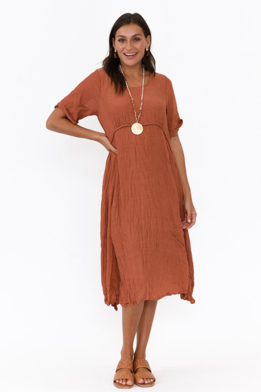 Clothing Willow Tree Cotton Dresses | Lloyd Rust Midi Dress