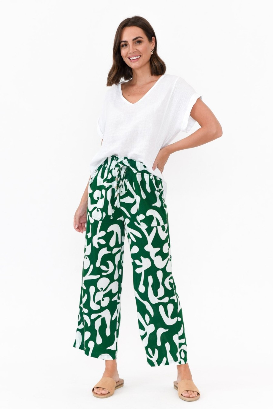 Clothing New U Collection Pants | Colton Green Abstract Drawstring Pant