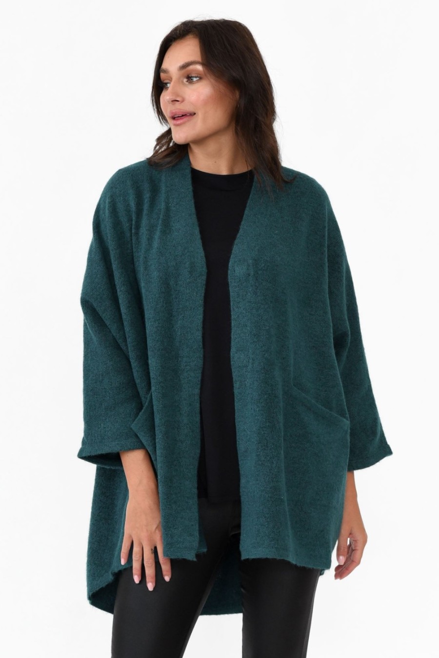 Clothing Tirelli Knitwear | Payten Teal Magnetic Knit Cardigan