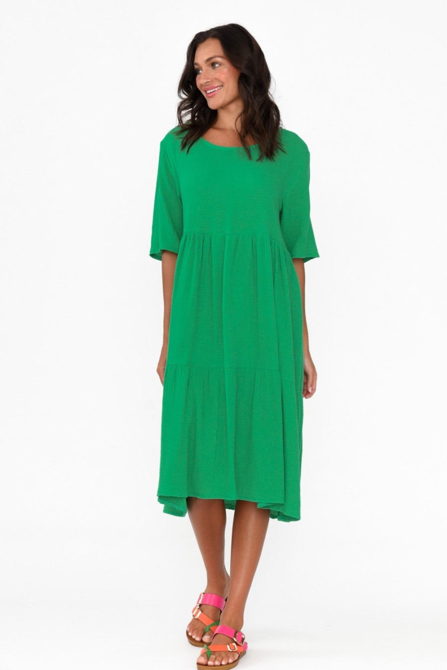 Clothing La Mode Cotton Dresses | Esmerelda Emerald Cotton Tier Dress