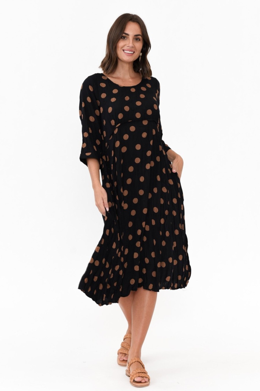 Clothing Willow Tree Below Knee Dresses | Soprano Black Spot Midi Dress